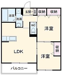 グランテージ 3階2LDKの間取り