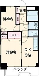 シャルアン 3階2DKの間取り