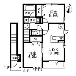 (仮称)練馬区高野台5丁目新築 2階1LDKの間取り