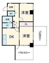 アビタマルフク 9階2DKの間取り