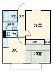 ミキレジデンス 2階2DKの間取り