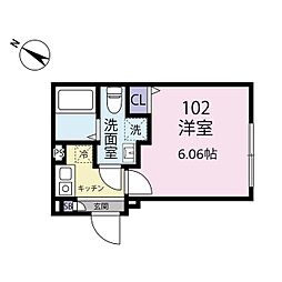 Exentia Motohasunuma 1階1Kの間取り