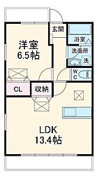 JR東海道本線 豊橋駅 徒歩27分の賃貸マンション 3階1LDKの間取り