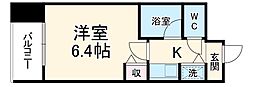 ラッフル千代田 2階1Kの間取り