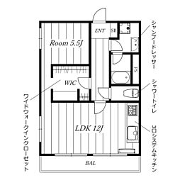 ビラ松風苑 3階1LDKの間取り
