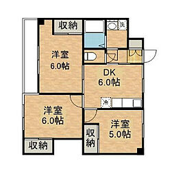 メゾン幸すすき野 3階2LDKの間取り