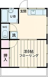 清水第二コーポ 1階1Kの間取り