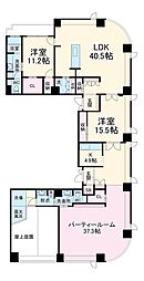 千種タワーヒルズ 23階2SLDKの間取り