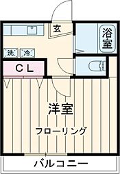 コーポリバーサイド 1階1Kの間取り