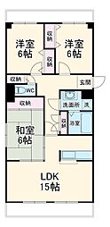 ファミール青峰 6階3LDKの間取り