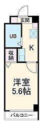 イチビル 5階1Kの間取り