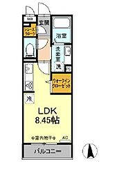 グランメゾン北野 3階ワンルームの間取り