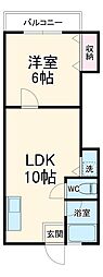 石井マンション 4階1LDKの間取り