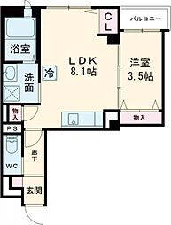 グレースマルニIII 3階1LDKの間取り