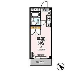 ハピラス武蔵藤沢 202 2階ワンルームの間取り