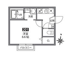 ｓｏｒａせんげん台 2階1Kの間取り