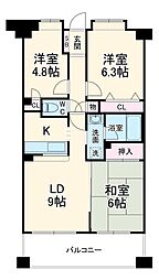 クリオ小田急相模原参番館 2階3LDKの間取り