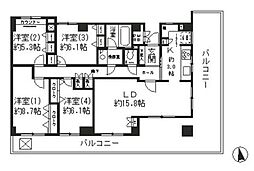成城ストリームハイツ 5階4LDKの間取り