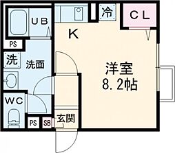 イクシオ六月 201 2階ワンルームの間取り