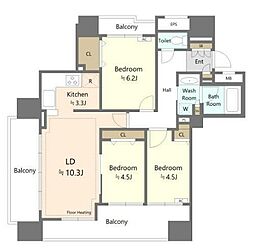クレストラフィーネ大森駅前 12階3LDKの間取り