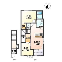 エターナル 2階2LDKの間取り