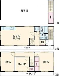 押立貸家 1階3LDKの間取り