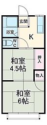 シティハイムアーバン 1階2Kの間取り
