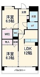 ベルコリーヌ浄水 3階2LDKの間取り