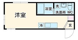 リヴィエール二子新地 3階ワンルームの間取り