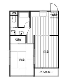 パークヒルズ美堀 1階2DKの間取り