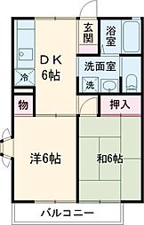 ルードルフィアタウンズ 1階2DKの間取り