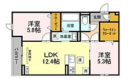 メゾンアーク西新井II 2階2LDKの間取り