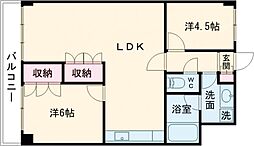 エルグランドレジデンス 204 2階2LDKの間取り