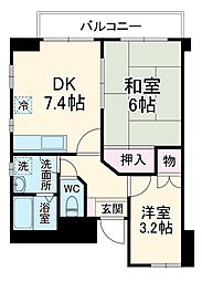 第2八千代ビル 3階2DKの間取り