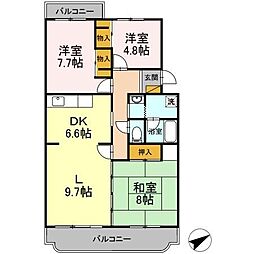 メゾンベルウッド 3階3LDKの間取り