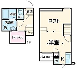 CB指扇リコ 2階1Kの間取り