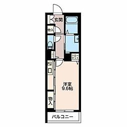 アルカディア大橋通 3階ワンルームの間取り