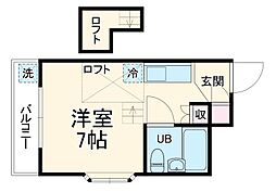 オーディーン六実 2階ワンルームの間取り