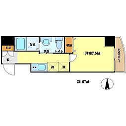 KCASA大宮 6階1Kの間取り