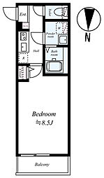 坂戸市南町IIA 3階1Kの間取り
