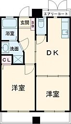ハートスクエア長建 6階2DKの間取り