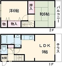 鈴木町メゾネット 1階2LDKの間取り