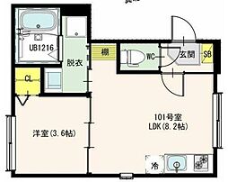 ＴＥＲＲＡＳ　Ｋａｓａｉ 2階1LDKの間取り