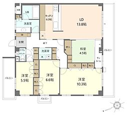 アトリウム白鷺 201 2階4LDKの間取り