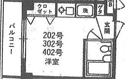 グレイス戸塚 4階ワンルームの間取り
