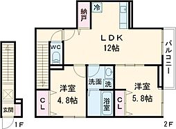 練馬区北町1丁目新築 202 2階2LDKの間取り