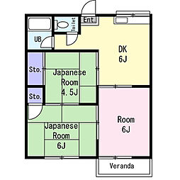 ルーラルハイム　B 2階3DKの間取り