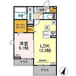 ESPELIA・K 2階1LDKの間取り