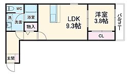 OHKI西日置 1階1LDKの間取り