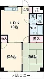 ジョウエツプラザ 3階2LDKの間取り